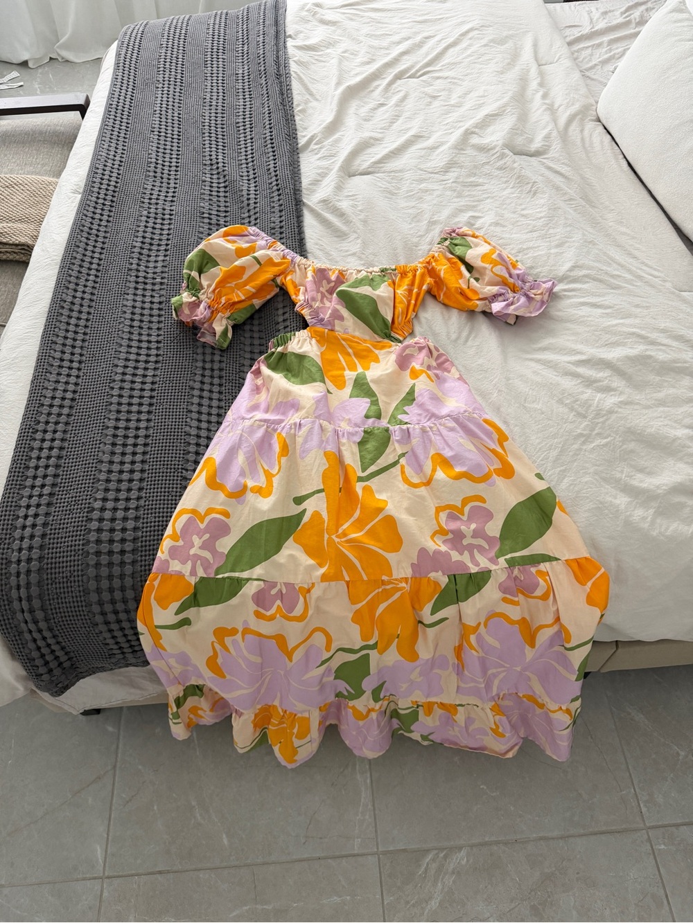SABO- Floral Puff-Sleeve/ Off shoulder Maxi Dress - Women's - Picture 5 of 5